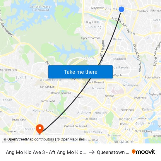 Ang Mo Kio Ave 3 - Aft Ang Mo Kio Stn Exit A (54261) to Queenstown Stadium map