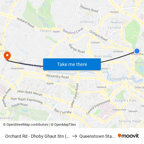 Orchard Rd - Dhoby Ghaut Stn (08057) to Queenstown Stadium map