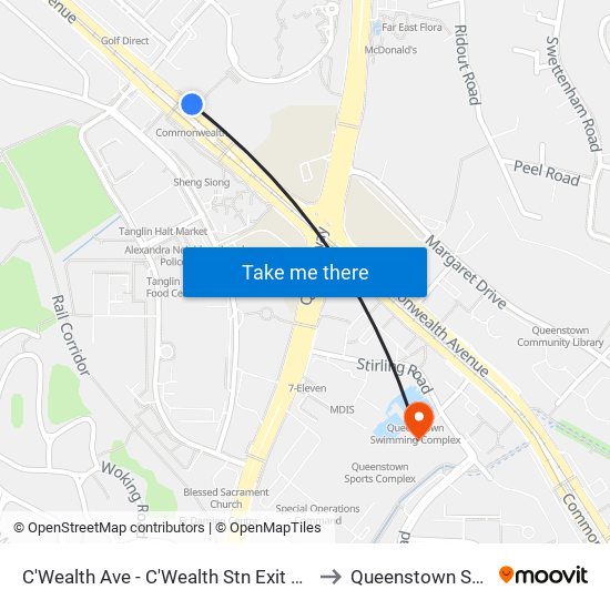 C'Wealth Ave - C'Wealth Stn Exit B/C (11169) to Queenstown Stadium map