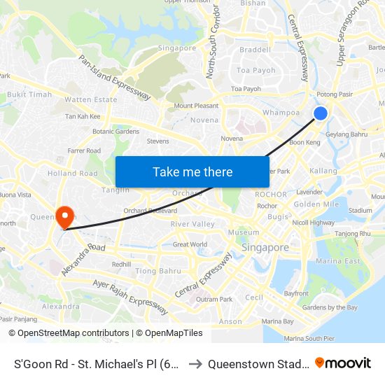 S'Goon Rd - St. Michael's Pl (60161) to Queenstown Stadium map