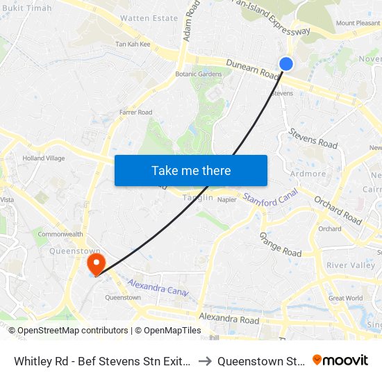 Whitley Rd - Bef Stevens Stn Exit 4 (40239) to Queenstown Stadium map