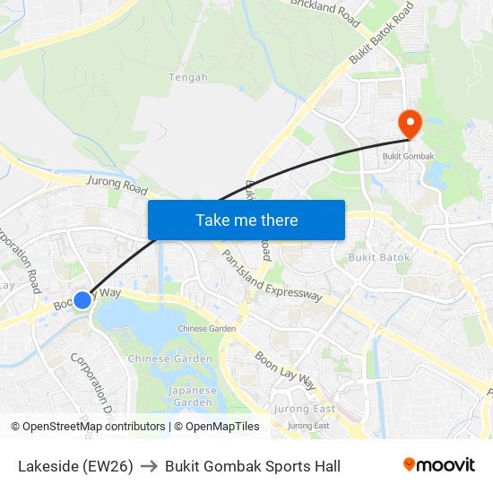 Lakeside (EW26) to Bukit Gombak Sports Hall map