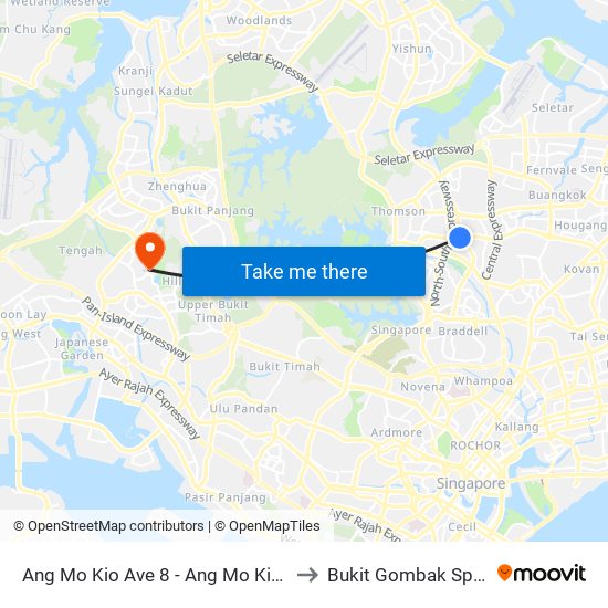 Ang Mo Kio Ave 8 - Ang Mo Kio Int (54009) to Bukit Gombak Sports Hall map