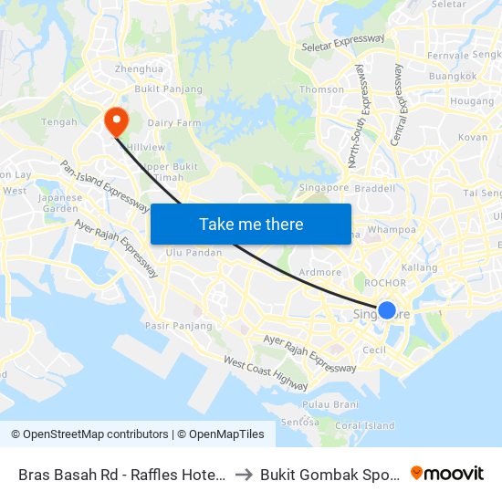 Bras Basah Rd - Raffles Hotel (02049) to Bukit Gombak Sports Hall map