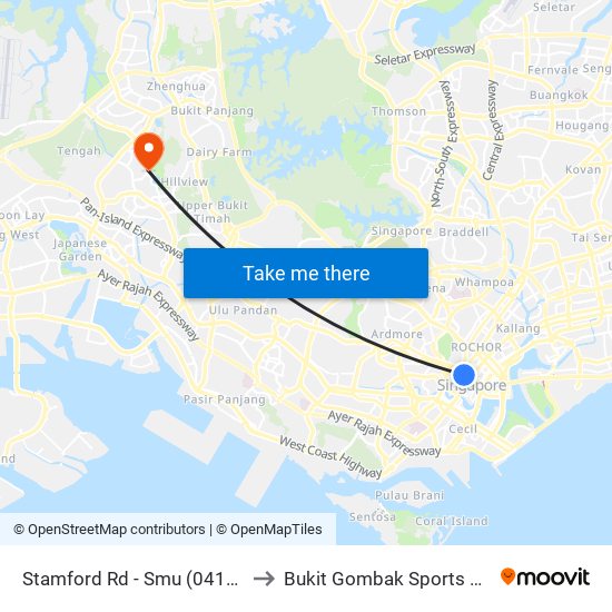 Stamford Rd - Smu (04121) to Bukit Gombak Sports Hall map