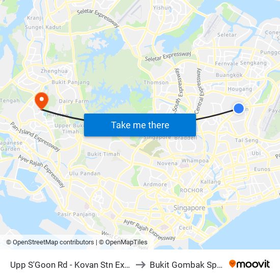 Upp S'Goon Rd - Kovan Stn Exit C (63039) to Bukit Gombak Sports Hall map