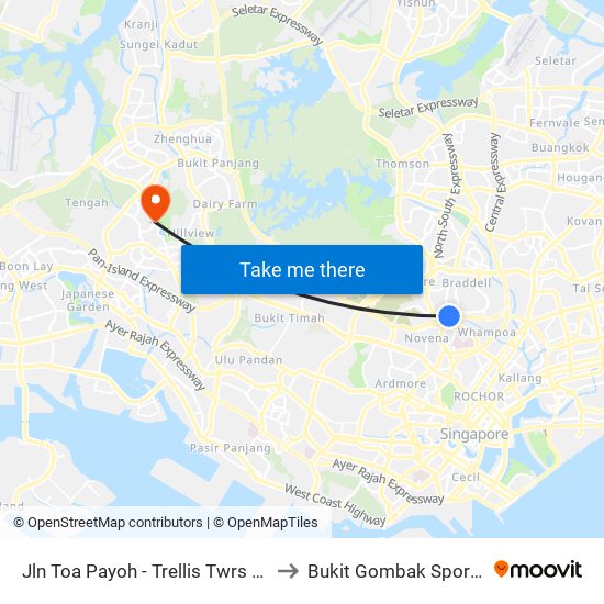 Jln Toa Payoh - Trellis Twrs (52071) to Bukit Gombak Sports Hall map