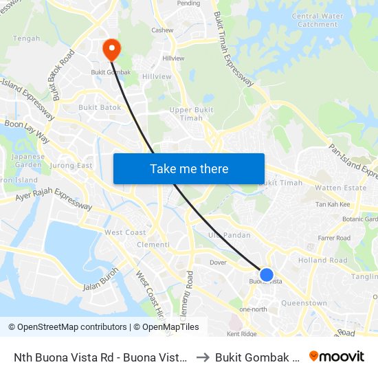 Nth Buona Vista Rd - Buona Vista Stn Exit D (11369) to Bukit Gombak Sports Hall map