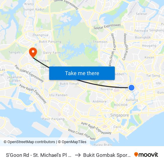 S'Goon Rd - St. Michael's Pl (60161) to Bukit Gombak Sports Hall map