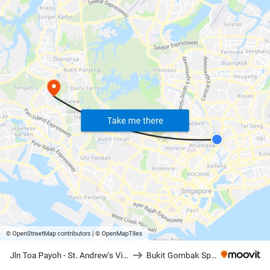 Jln Toa Payoh - St. Andrew's Village (60081) to Bukit Gombak Sports Hall map