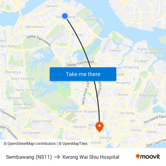 Sembawang (NS11) to Kwong Wai Shiu Hospital map