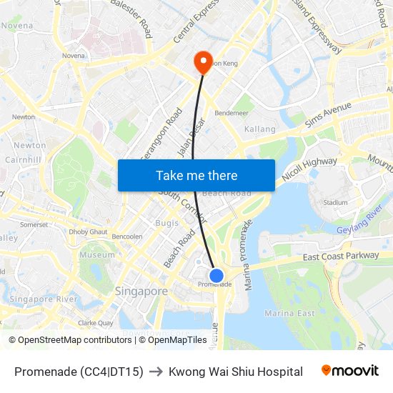 Promenade (CC4|DT15) to Kwong Wai Shiu Hospital map