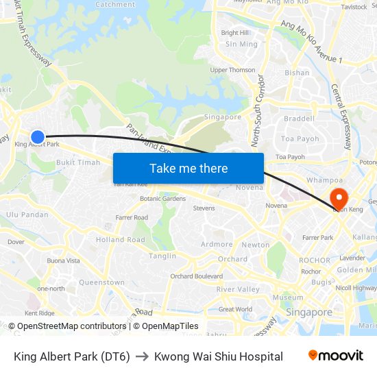 King Albert Park (DT6) to Kwong Wai Shiu Hospital map