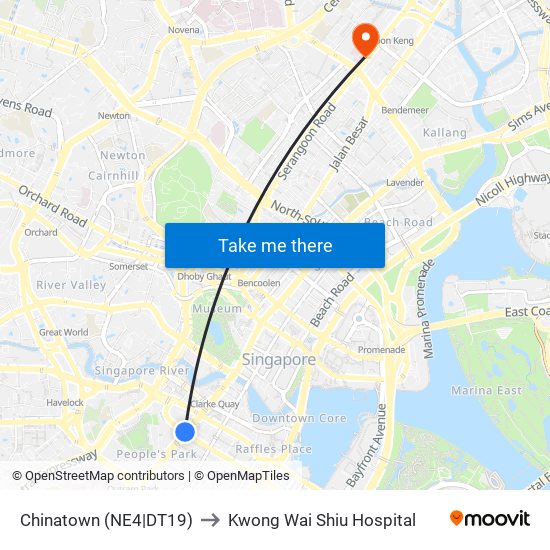 Chinatown (NE4|DT19) to Kwong Wai Shiu Hospital map