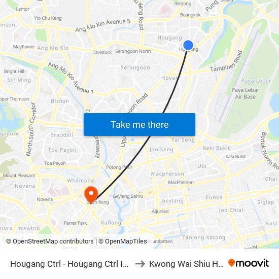 Hougang Ctrl - Hougang Ctrl Int (64009) to Kwong Wai Shiu Hospital map