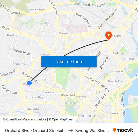 Orchard Blvd - Orchard Stn Exit 13 (09022) to Kwong Wai Shiu Hospital map