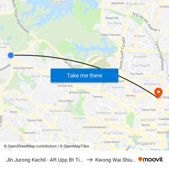 Jln Jurong Kechil - Aft Upp Bt Timah Rd (42259) to Kwong Wai Shiu Hospital map