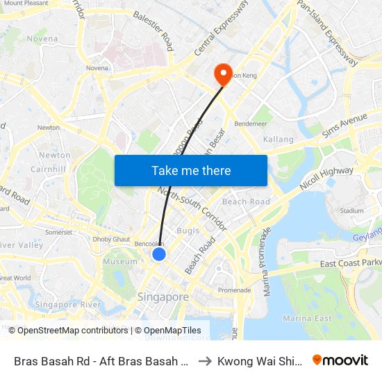 Bras Basah Rd - Aft Bras Basah Stn Exit A (04179) to Kwong Wai Shiu Hospital map