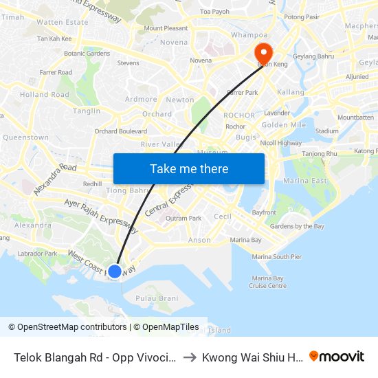 Telok Blangah Rd - Opp Vivocity (14119) to Kwong Wai Shiu Hospital map