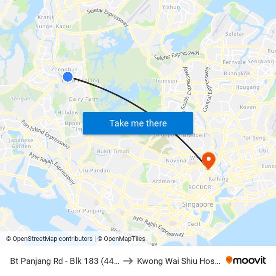 Bt Panjang Rd - Blk 183 (44259) to Kwong Wai Shiu Hospital map