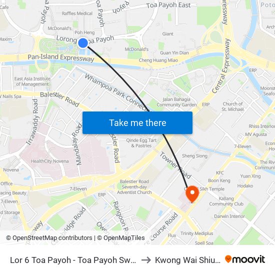 Lor 6 Toa Payoh - Toa Payoh Swim Cplx (52501) to Kwong Wai Shiu Hospital map