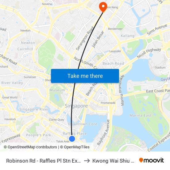 Robinson Rd - Raffles Pl Stn Exit F (03031) to Kwong Wai Shiu Hospital map