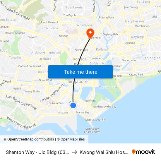Shenton Way - Uic Bldg (03129) to Kwong Wai Shiu Hospital map