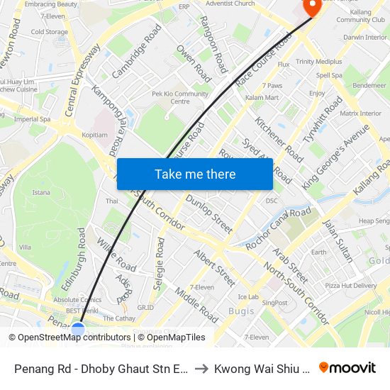 Penang Rd - Dhoby Ghaut Stn Exit B (08031) to Kwong Wai Shiu Hospital map