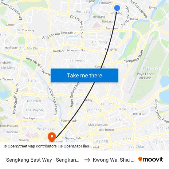 Sengkang East Way - Sengkang Stn (67409) to Kwong Wai Shiu Hospital map