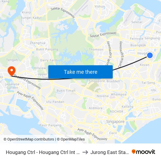 Hougang Ctrl - Hougang Ctrl Int (64009) to Jurong East Stadium map