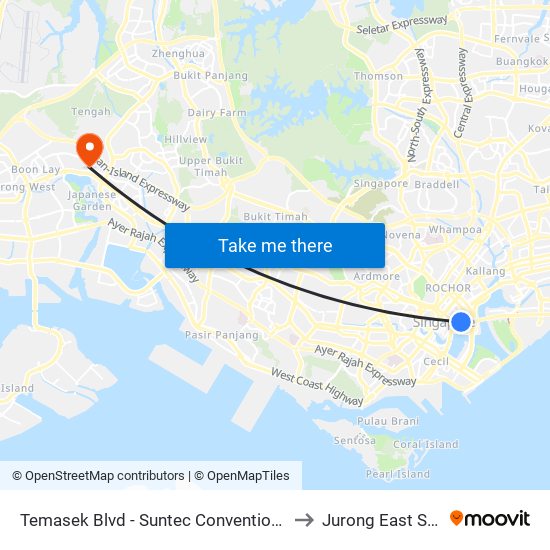 Temasek Blvd - Suntec Convention Ctr (02151) to Jurong East Stadium map