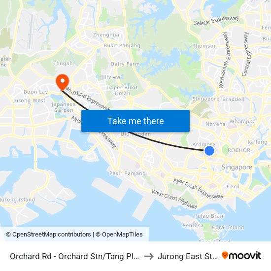 Orchard Rd - Orchard Stn/Tang Plaza (09047) to Jurong East Stadium map