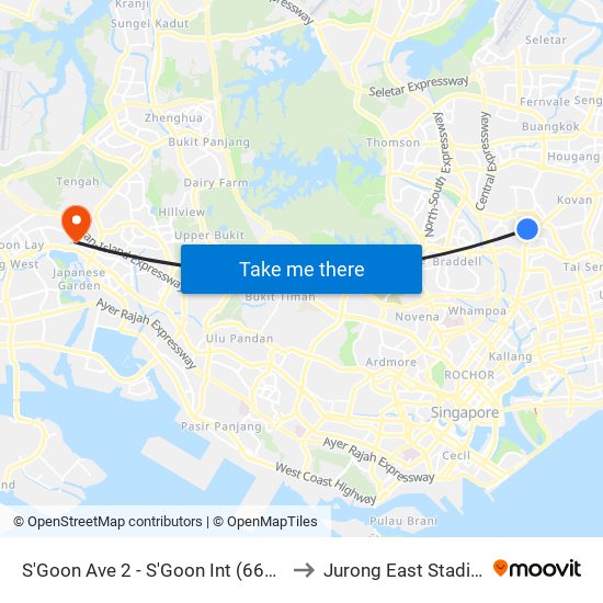 S'Goon Ave 2 - S'Goon Int (66009) to Jurong East Stadium map