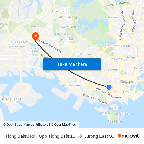 Tiong Bahru Rd - Opp Tiong Bahru Stn (10161) to Jurong East Stadium map