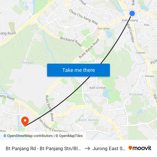 Bt Panjang Rd - Bt Panjang Stn/Blk 604 (44251) to Jurong East Stadium map