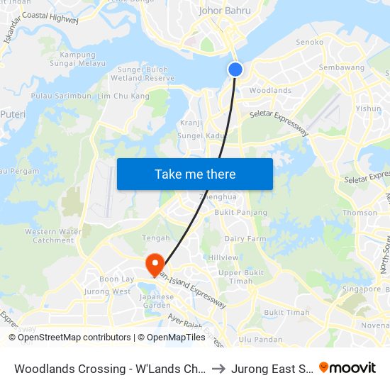 Woodlands Crossing - W'Lands Checkpt (46109) to Jurong East Stadium map