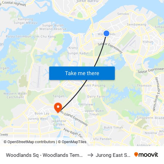 Woodlands Sq - Woodlands Temp Int (47009) to Jurong East Stadium map