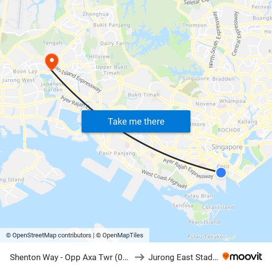 Shenton Way - Opp Axa Twr (03217) to Jurong East Stadium map