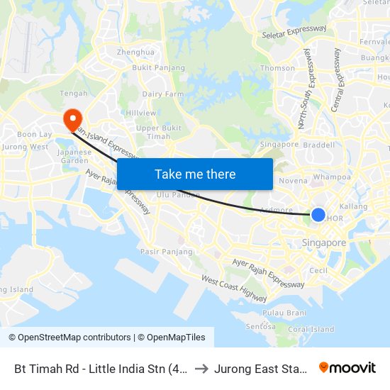 Bt Timah Rd - Little India Stn (40019) to Jurong East Stadium map