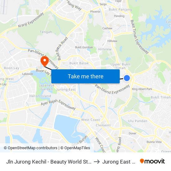 Jln Jurong Kechil - Beauty World Stn Exit C (42151) to Jurong East Stadium map