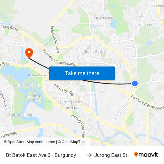 Bt Batok East Ave 3 - Burgundy Hill (42319) to Jurong East Stadium map