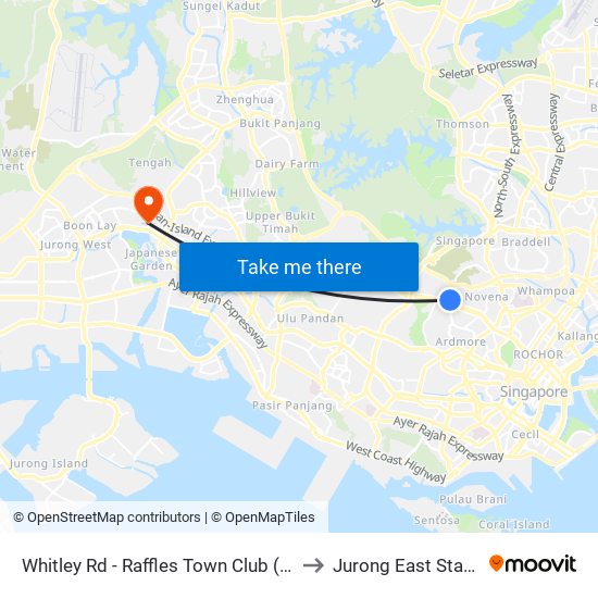 Whitley Rd - Raffles Town Club (40231) to Jurong East Stadium map