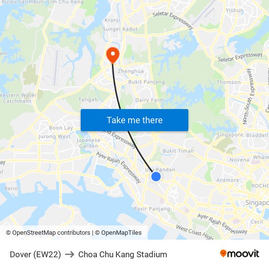 Dover (EW22) to Choa Chu Kang Stadium map