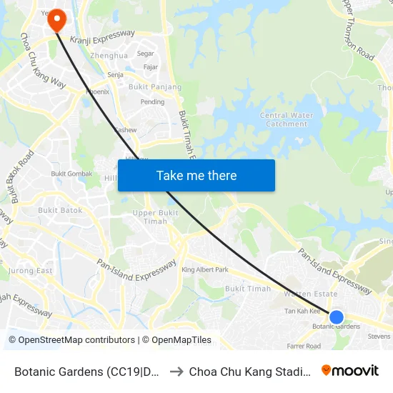 Botanic Gardens (CC19|DT9) to Choa Chu Kang Stadium map