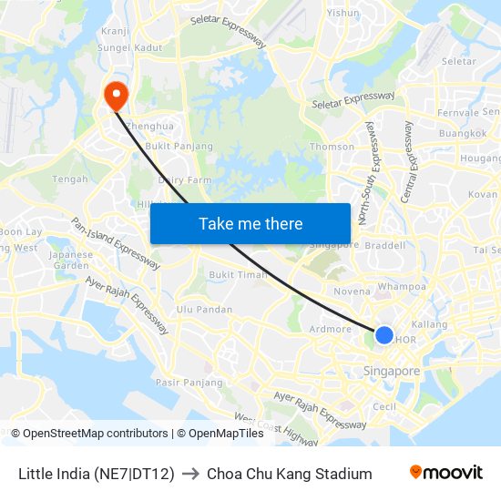 Little India (NE7|DT12) to Choa Chu Kang Stadium map