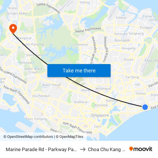 Marine Parade Rd - Parkway Parade (92049) to Choa Chu Kang Stadium map