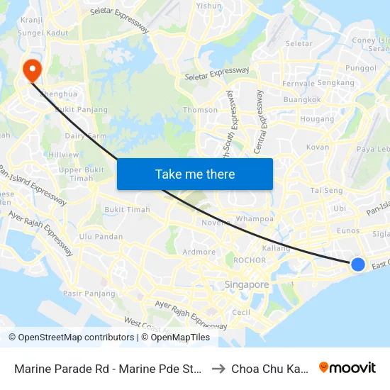 Marine Parade Rd - Marine Pde Stn/Parkway Pde (92049) to Choa Chu Kang Stadium map