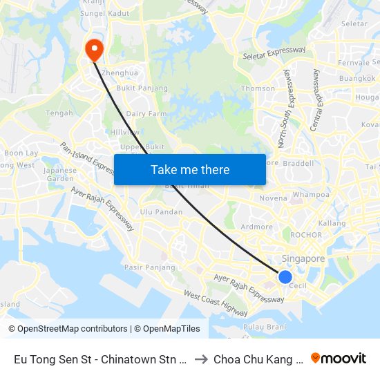 Eu Tong Sen St - Chinatown Stn Exit C (05013) to Choa Chu Kang Stadium map