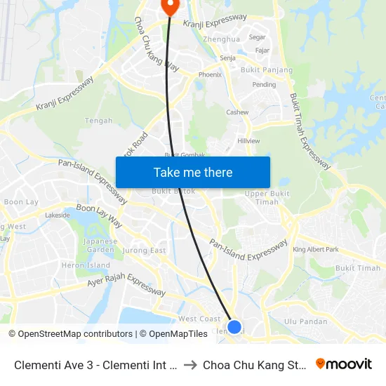 Clementi Ave 3 - Clementi Int (17009) to Choa Chu Kang Stadium map