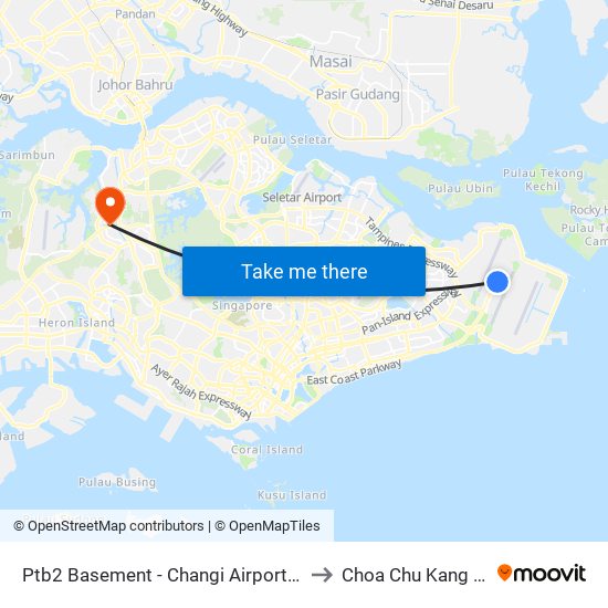 Ptb2 Basement - Changi Airport Ter 2 (95129) to Choa Chu Kang Stadium map